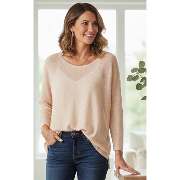 Eileen Fisher Women Large Golden Yellow 100% Linen Lightweight Knit Sweater - Picture 1 of 5